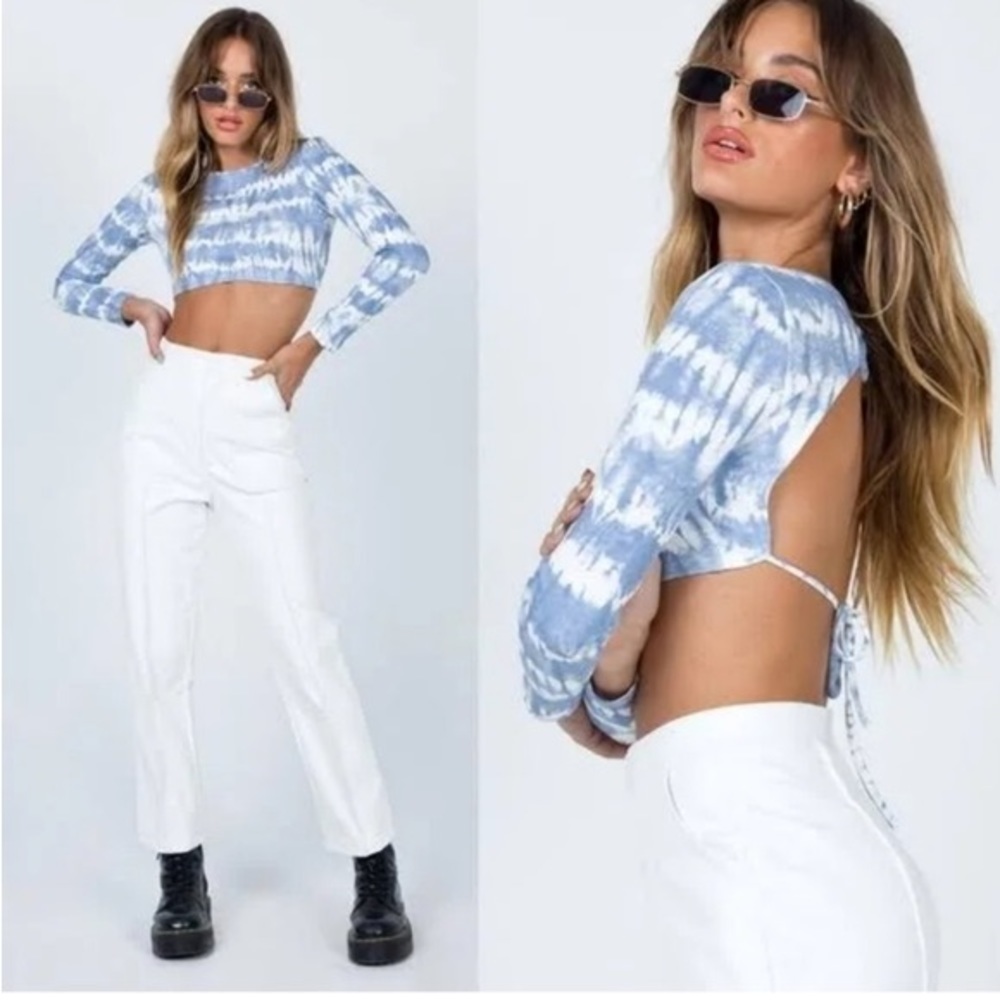 Princess Polly Blue Tie-Dye Crop Top - Picture 2 of 3
